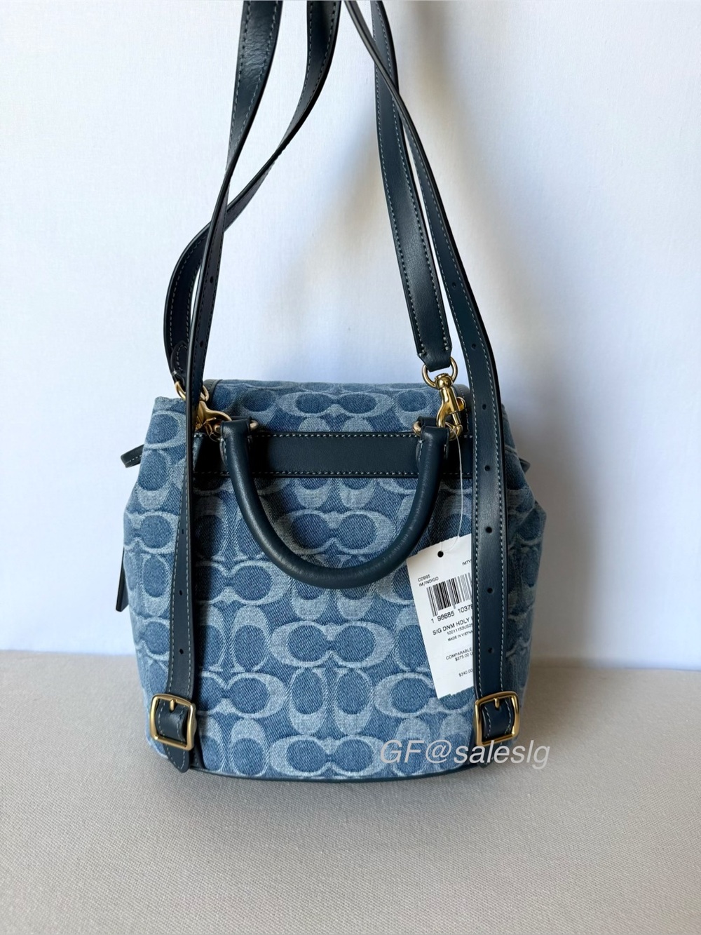 NWT Coach Hadley Backpack Signature blue Denim  /Gold hardware Gift Set - Picture 6 of 16